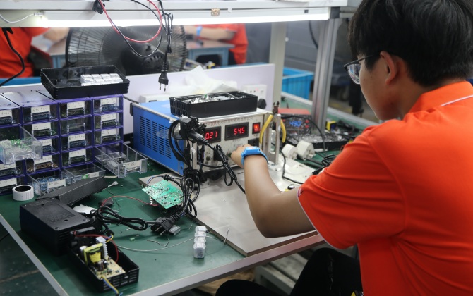 Battery charger manufacturer electrical and safety testing for output, current, indicators, protection and insulation.
