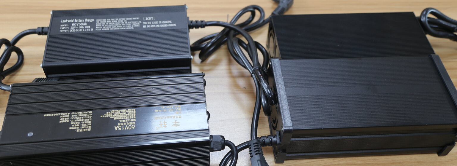 Linjia 48V charger hardware options for comparing a 5A and 10A OEM battery charger specification.