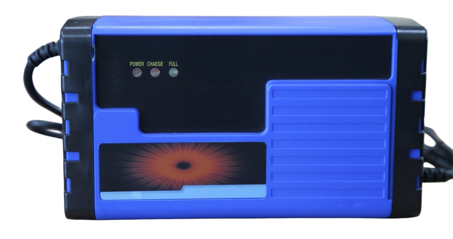 Linjia 60V 10A lead-acid E-rickshaw charger for OEM supply, with market-specific input and connector options.