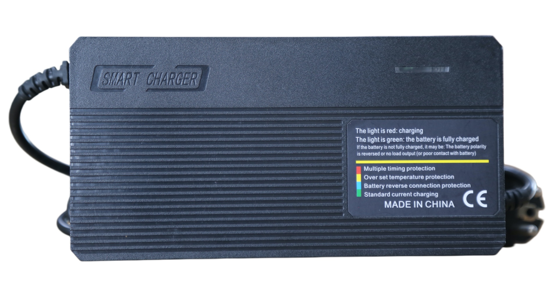 OEM 60V 4A lithium battery charger for 20-35Ah packs, matched to BMS limits, connector, and cable requirements.