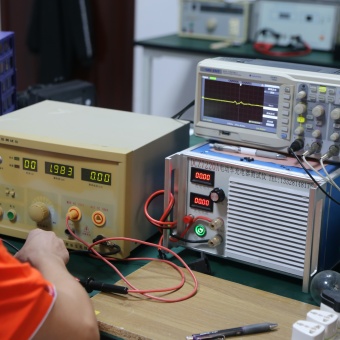 Comprehensive testers verify key electrical performance of finished battery chargers before OEM order release.