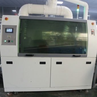 Wave soldering equipment supports through-hole PCB production for OEM battery chargers before inspection and testing.