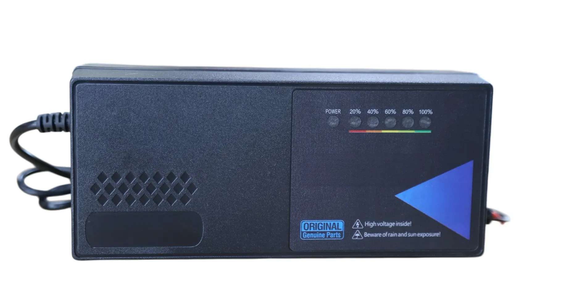 24V20Ah lead-acid battery charger for selected 24V 17–28Ah packs with custom connector and packaging for OEM orders.