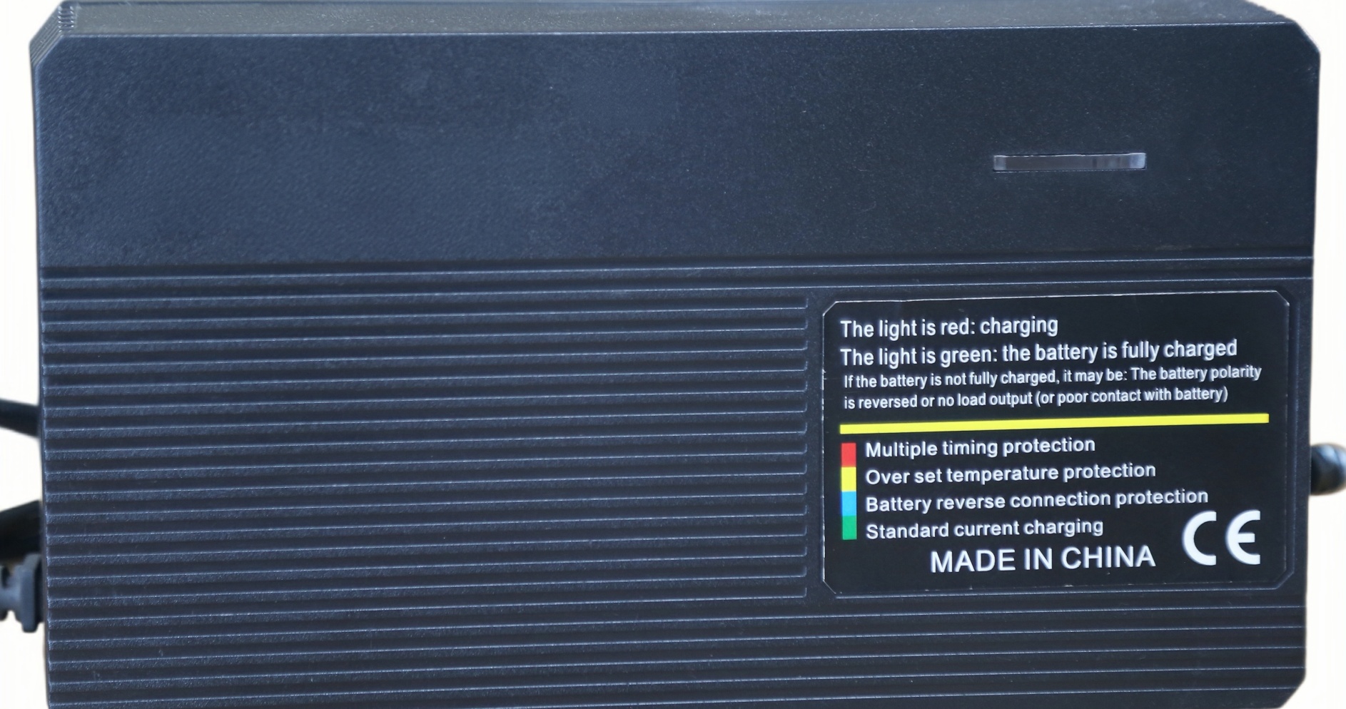 Custom 48V 3A lithium e-bike battery charger for 14-28Ah packs with matched connector and polarity.