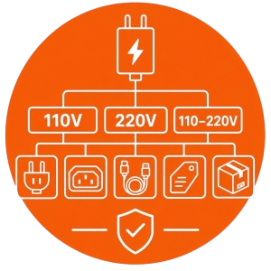 Custom 48V lithium battery charger with market-specific AC input, plug, connector, cable, label, and packaging.