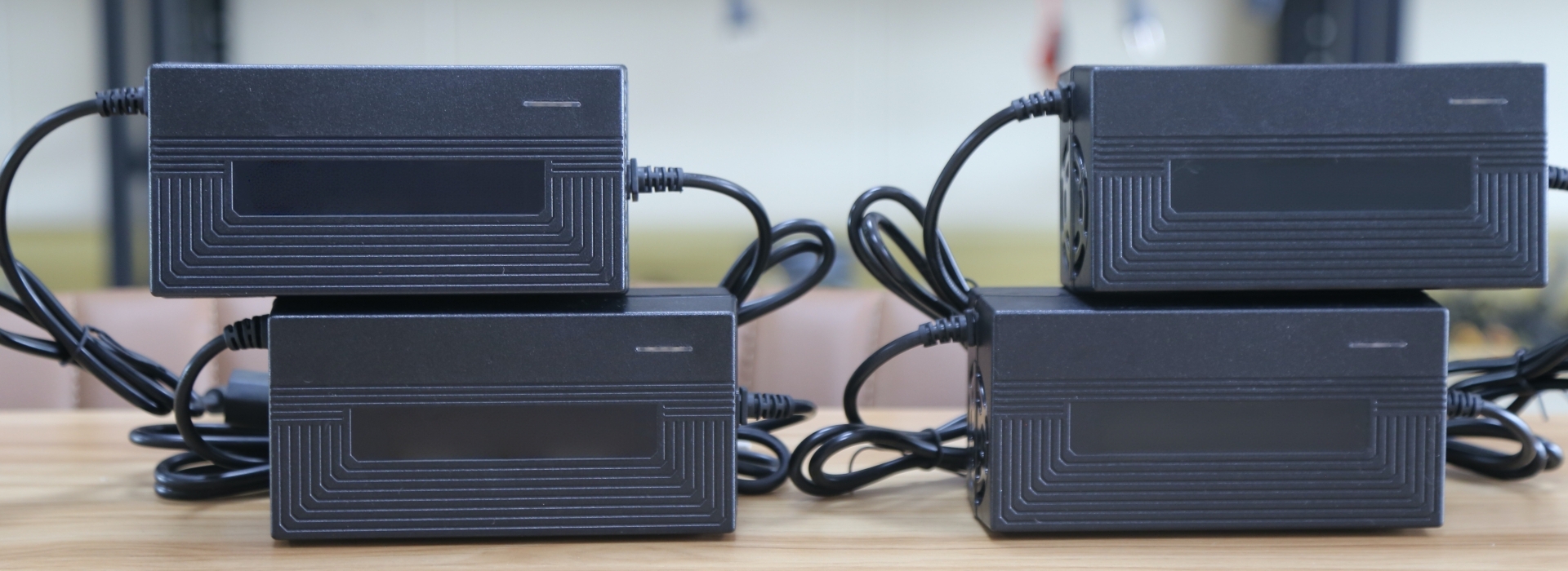 Custom 48V lithium battery chargers from Linjia for OEM buyers, with current, connector, and plug options.