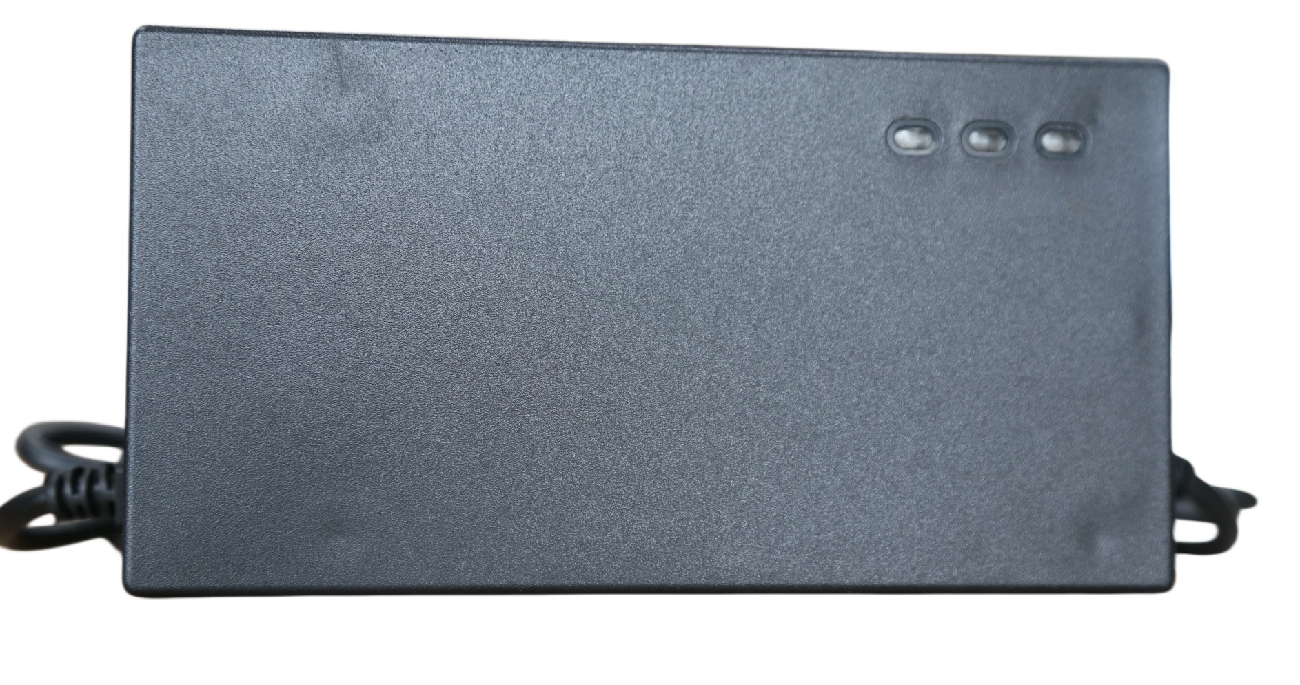 Custom 60V 3A lithium battery charger for 14-28Ah packs, with OEM connector and polarity configuration.