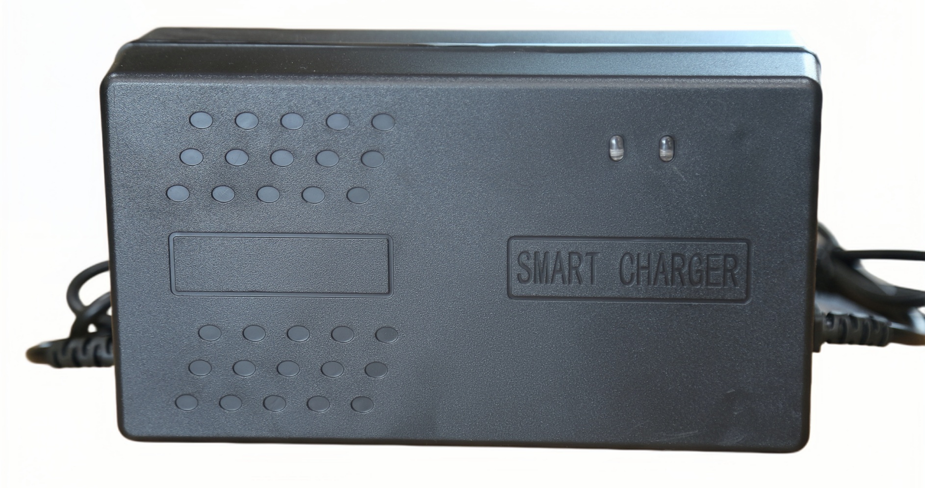 Custom 72V 5A lithium battery charger for 24–45Ah battery packs with configurable plug, connector, cable and branding.