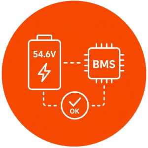 Custom e-bike battery charger development with full-charge voltage and BMS current confirmed before production.