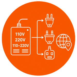 OEM e-bike battery charger input configured for AC 110V, AC 220V, or AC 110-220V with a regional plug.