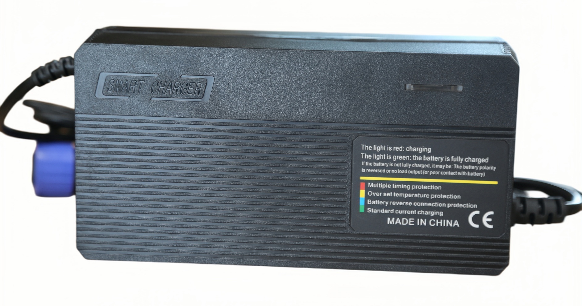 OEM 72V 7A lithium battery charger for 35–60Ah packs, matched to BMS limits, connector capacity and cable requirements.