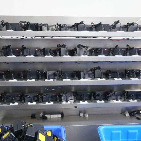 OEM battery charger full-load burn-in testing screens abnormal operation and early-stage failures before final packing.