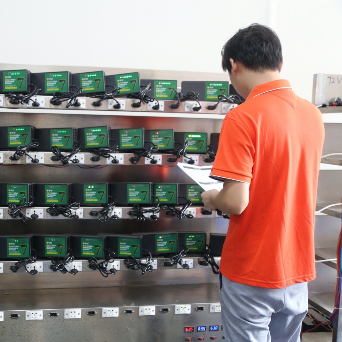 OEM battery chargers undergo full-load burn-in testing to screen early electrical and component failures before packing.