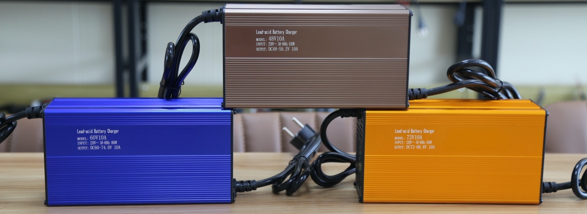 Linjia OEM battery charger project showing custom configurations prepared for controlled production and batch delivery.