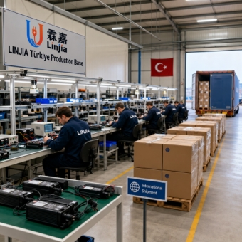 Linjia Türkiye battery charger production base supporting OEM and ODM supply for international battery charger projects.