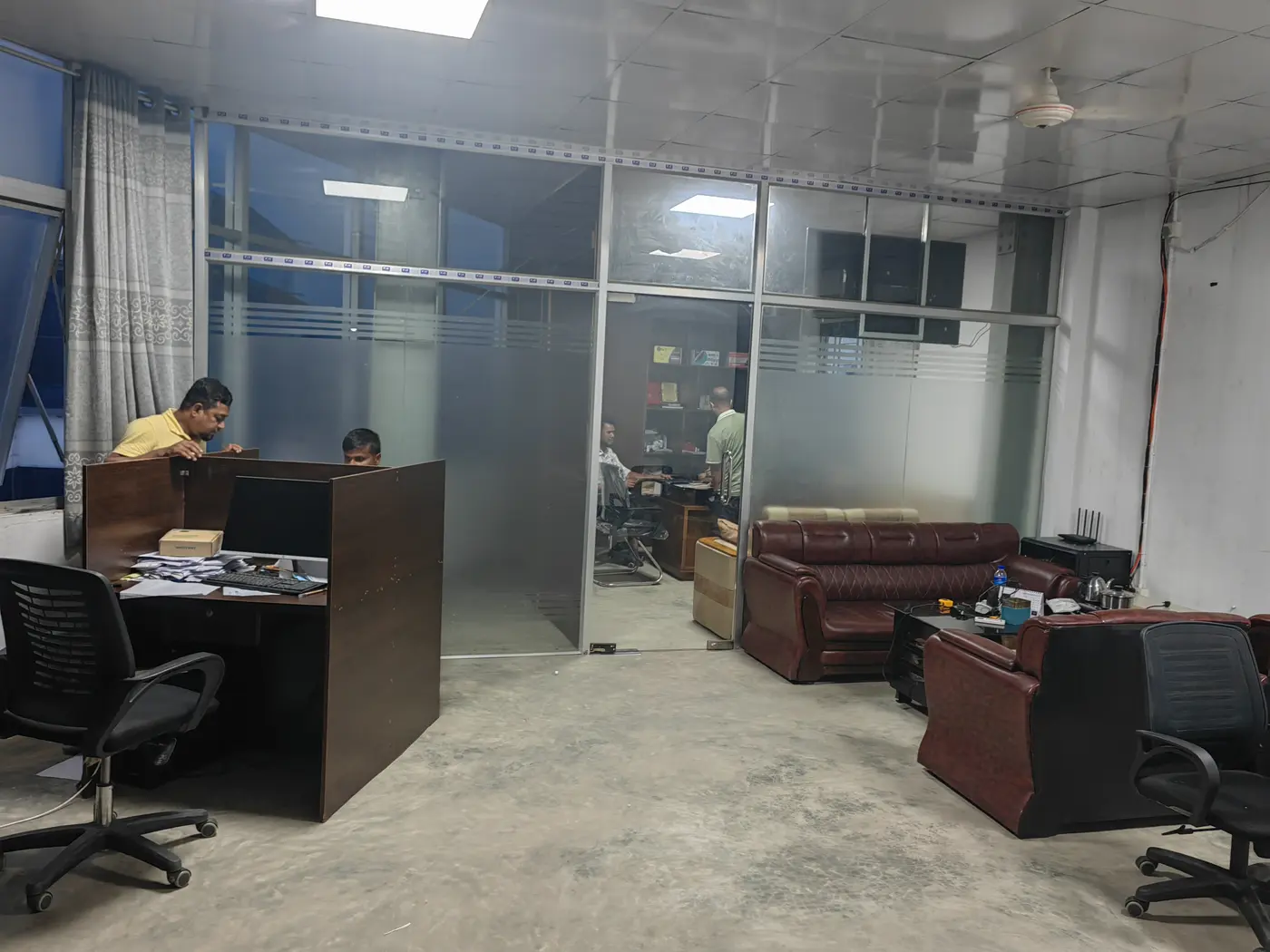 Linjia staff working in the office at the company's Bangladesh facility.